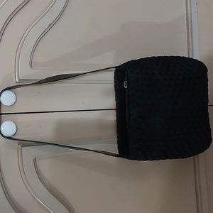 Falor Black Handmade Nylon  Interlacing Shoulder Strap Purse